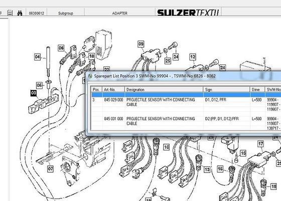 Il telaio di Sulzer del sensore di PFR parte il sensore di Proectile con il cavo di Conecting